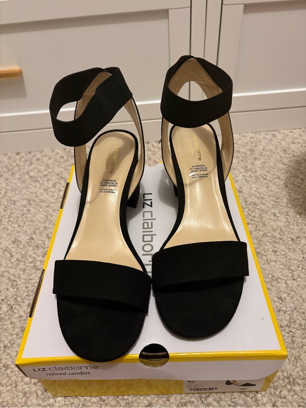 Liz Claiborne Black Open-Toe Ankle Strap Block Heels